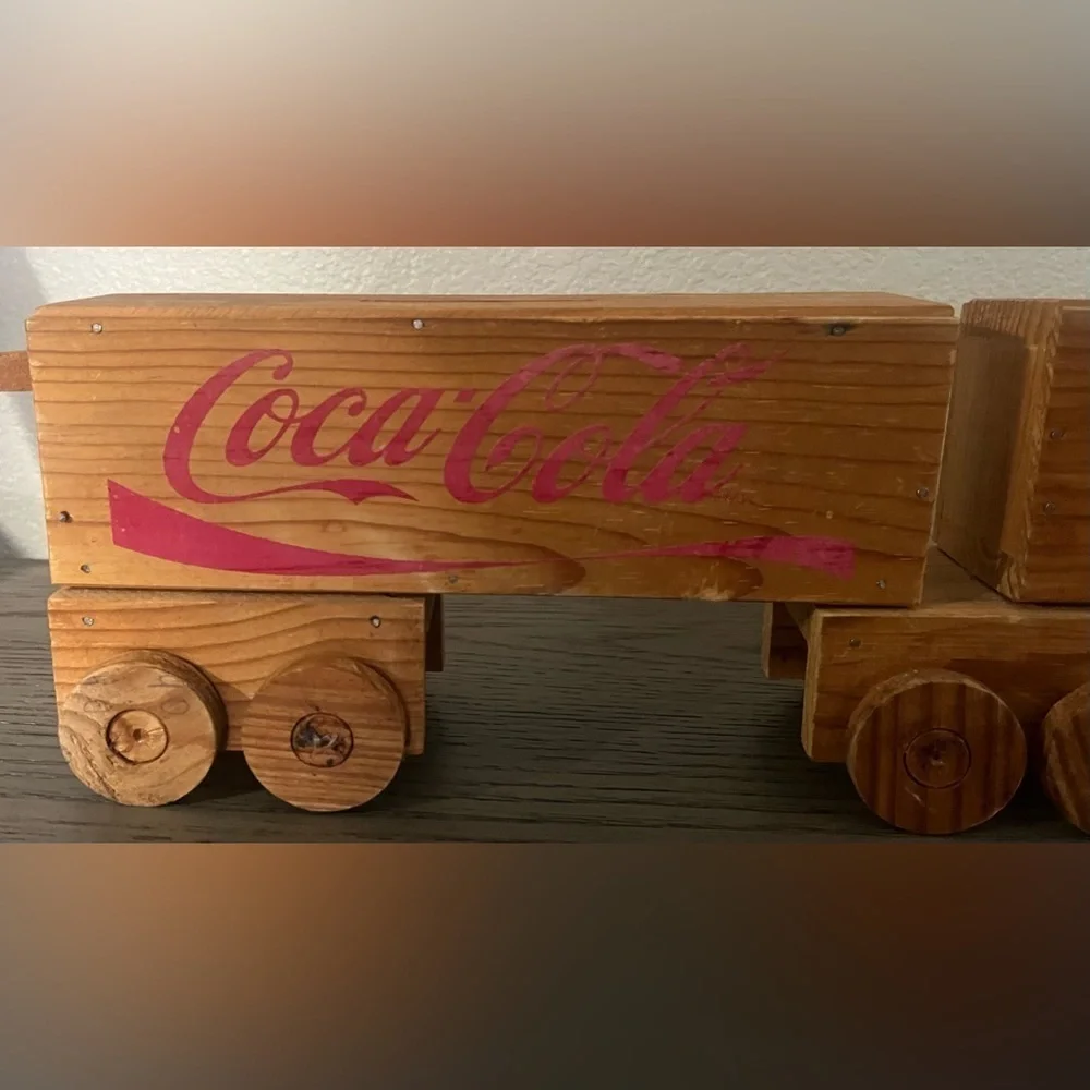 Vintage coca cola wooden truck piggy bank